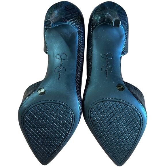 Jessica Simpson Black Textured Faux Snake D’Orsay Pumps Heels Size 8M / EU 39 - Picture 7 of 10